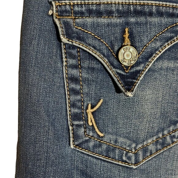 Kut from the Kloth Jeans Size 4 Slim Bootcut Button Flap Stretch Denim Western - Picture 4 of 13